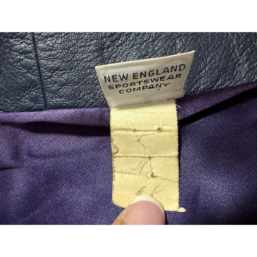 Unisex? Leathers by New England Blue Leather Blazer Jacket Gold Crest Buttons 38 - Picture 13 of 15